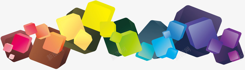 几何立体小方块png免抠素材_新图网 https://ixintu.com 几何 彩色 方块 漂浮 立体