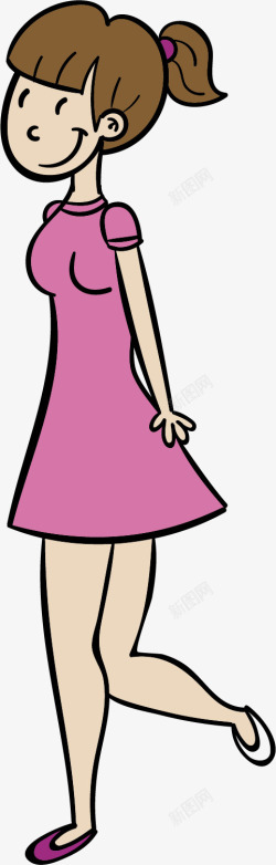 穿粉色小裙子的女士素材