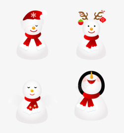 帽子素材库4个圣诞雪人高清图片