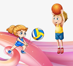 打排球的女子卡通运动员高清图片