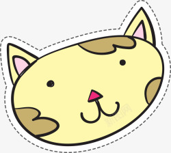 黄色卡通小猫咪卡通贴纸素材