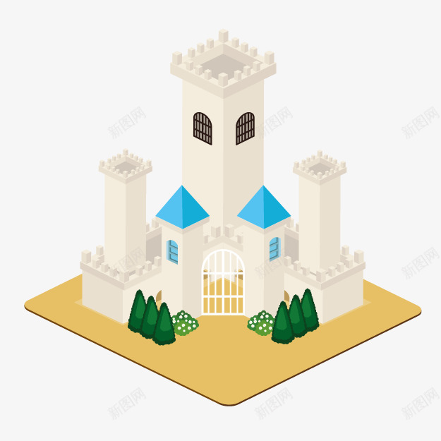 卡通城堡模型png免抠素材_新图网 https://ixintu.com 儿童玩具 卡通城堡 卡通游乐园 城堡模型