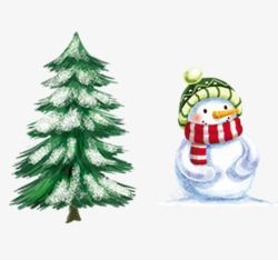 圣诞树精品素材圣诞树和雪人高清图片