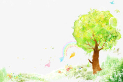 彩虹和大树素材