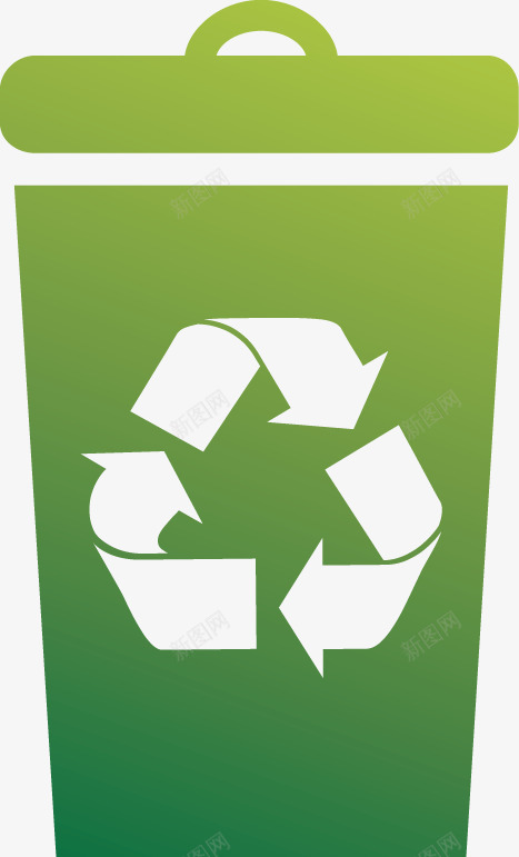 一个垃圾桶图标png_新图网 https://ixintu.com 循环标志 手绘 素材 绿色