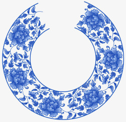 蓝色瓷盘蓝色环形图案高清图片