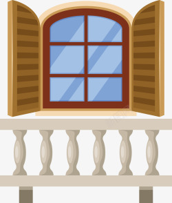 一个窗户一个褐色打开的窗户矢量图高清图片