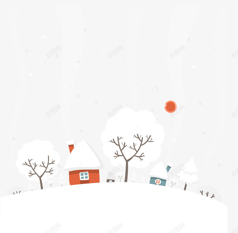 多雪的冬季矢量图ai免抠素材_新图网 https://ixintu.com 冬季 自然风景 雪 雪屋顶 矢量图