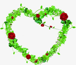 绿色花藤创意玫瑰花环素材