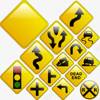 黄色交通标识图标图标
