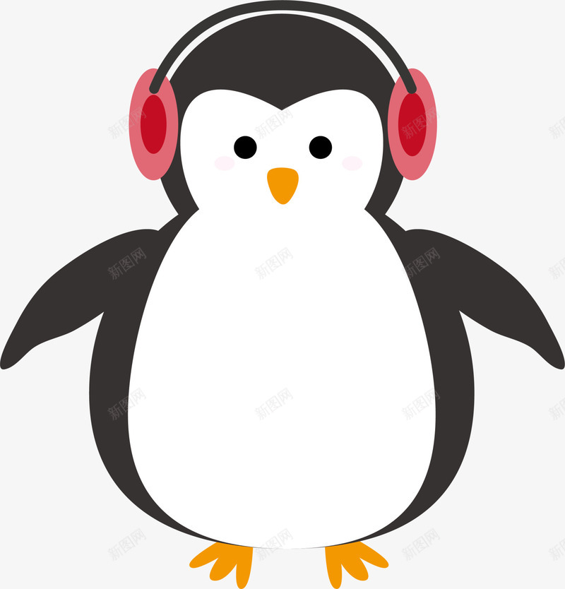 可爱耳麦企鹅png免抠素材_新图网 https://ixintu.com 冬天 动物 北极 卡通企鹅 可爱企鹅 寒冷 装饰图案