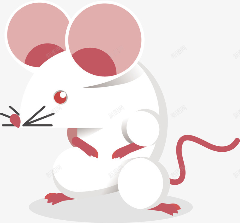 可爱的白色小老鼠矢量图ai免抠素材_新图网 https://ixintu.com 可爱 大耳朵 小动物 红眼睛 红色 老鼠 长尾巴 矢量图