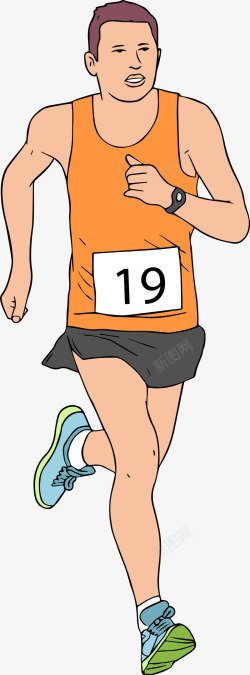 慢跑的男人马拉松慢跑的卡通男人高清图片