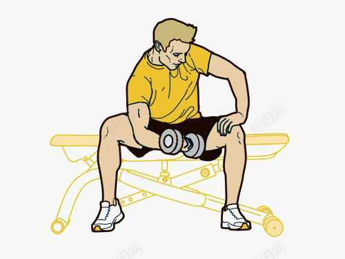 举哑铃的男人png免抠素材_新图网 https://ixintu.com 健身 力量 卡通 手绘 插画 无氧运动 运动
