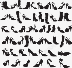 女鞋banner素材下载黑色女士各类高更和平底鞋图标元高清图片