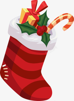 圣诞扁平化圣诞红袜糖果礼物高清图片