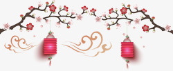 中国风新年装饰梅花灯笼素材