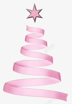粉色绸带圣诞树素材