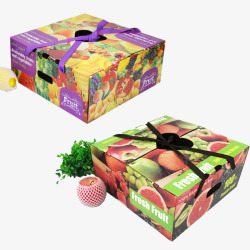 桔子包装两款水果通用包装盒高清图片