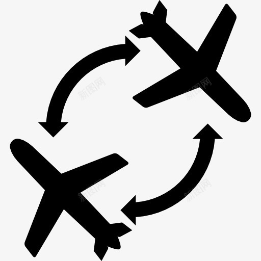 飞机和箭头符号图标png_新图网 https://ixintu.com 圆圈 旅游 机场的图标 箭头 航班 航空 运输 飞机