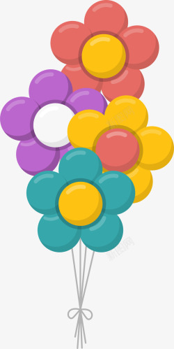 彩色卡通花朵气球素材