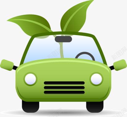 创意绿色环保汽车图标矢量图图标