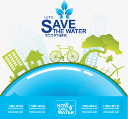 蓝色炫彩海报保护水资源环境保护数据化高清图片