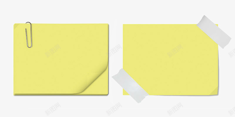 黄色纸png免抠素材_新图网 https://ixintu.com 便签纸 回形针 标签 纸 黄色