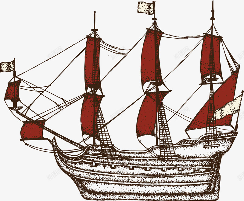古代帆船复古装饰png免抠素材_新图网 https://ixintu.com 古代 复古 复古矢量 帆船 帆船古代 装饰 装饰矢量
