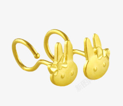 金色兔子耳环素材
