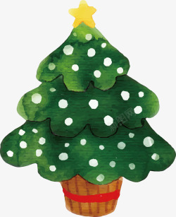 圣诞节绿色水彩圣诞树矢量图素材