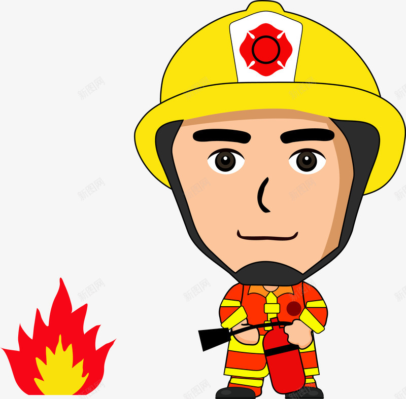 正在工作的消防员png免抠素材_新图网 https://ixintu.com 消防员 火 红色 装饰 黄色