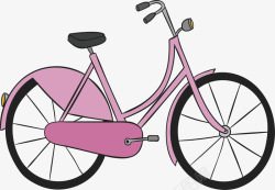 粉红色手绘女士单车矢量图素材
