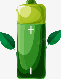绿色水彩植物电池素材