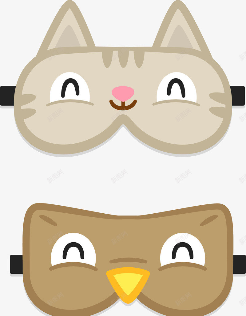 可爱卡通眼罩png免抠素材_新图网 https://ixintu.com 小猫 猫头鹰 眼罩