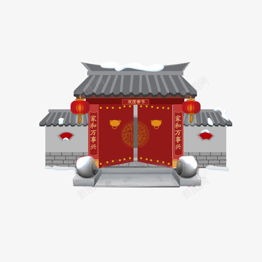 春节新年建筑png免抠素材_新图网 https://ixintu.com 建筑 新年 春节 过年