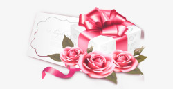 粉色玫瑰花信封装饰素材