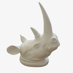 雕塑展示实拍白色犀牛摆件高清图片