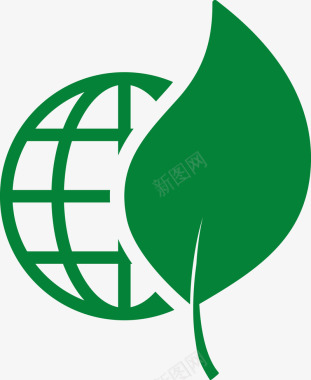 绿色地球与叶子图标图标