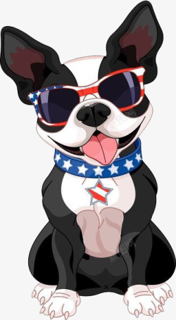 戴眼镜狗狗卡通可爱的宠物狗高清图片