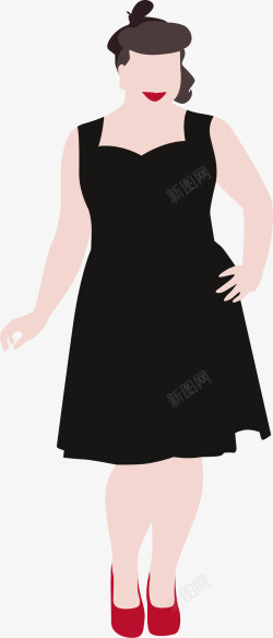 大号女装黑色连衣裙卡通风格高清图片