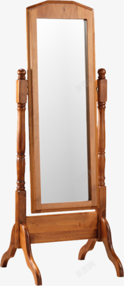 雕刻镜子半身木头镜子高清图片