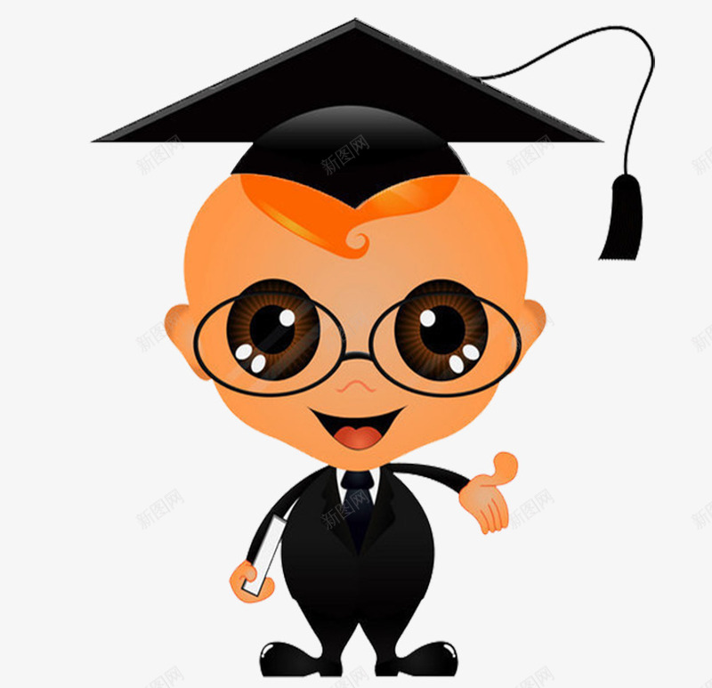 卡通毕业生png免抠素材_新图网 https://ixintu.com 博士 卡通 毕业生 眼镜