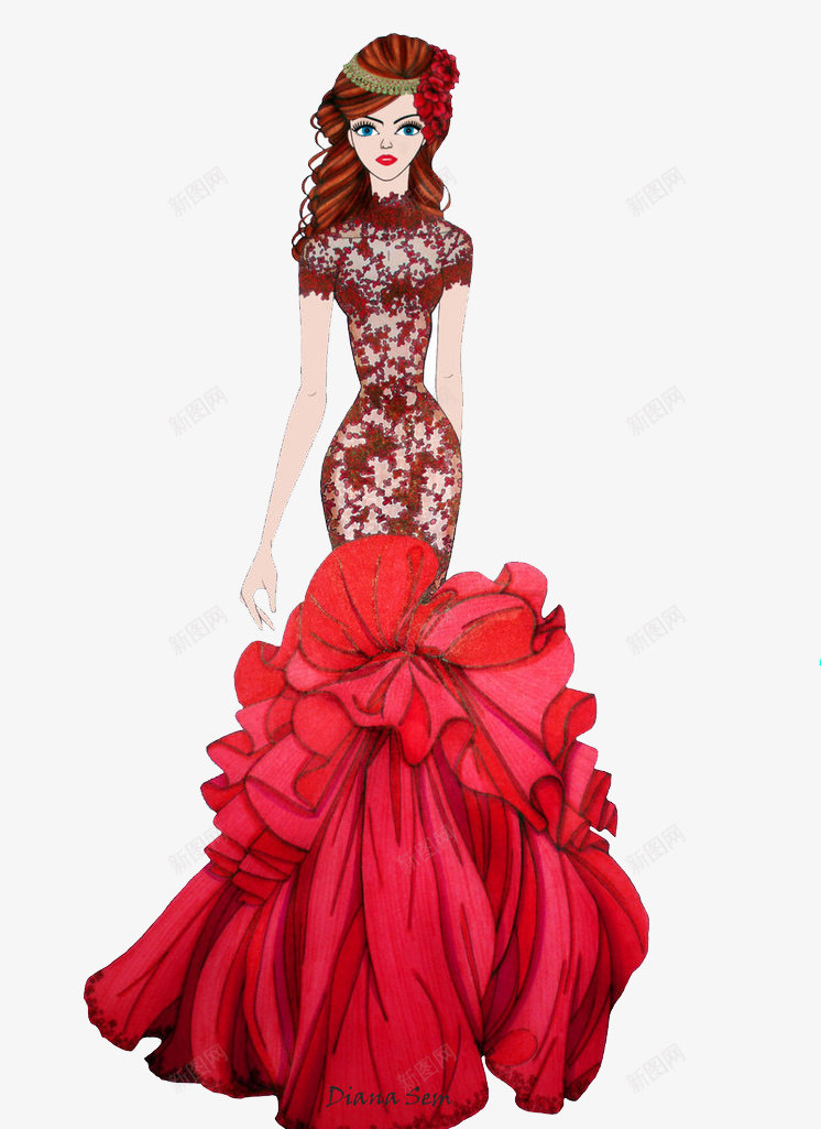 红色裙子png免抠素材_新图网 https://ixintu.com 女士 服装 素材 装饰 设计稿