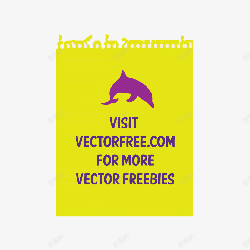 亮黄色便签紫色海豚图案参观visitpng免抠素材_新图网 https://ixintu.com 便签 生活元素 自然效果
