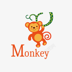 猴子字母MONKEY卡通猴子矢量图高清图片
