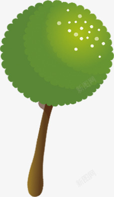 手绘儿童节绿色大树装饰素材