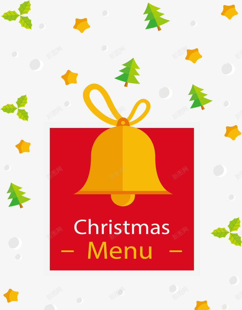 金色铃铛菜单封面png免抠素材_新图网 https://ixintu.com 圣诞树花纹 圣诞节 圣诞花纹 圣诞菜单 矢量png 菜单
