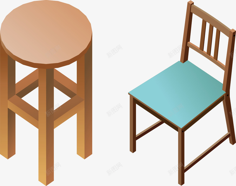板凳和椅子组图png免抠素材_新图网 https://ixintu.com 家具 家具图 木材 板凳 椅子