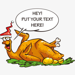 感恩节晚餐幽默烤火鸡卡通插画矢量图高清图片